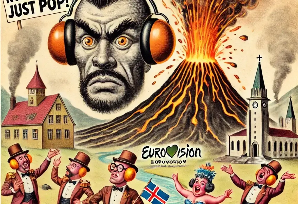Vulkanisk diplomati og Eurovision-uro: Island i kryssild mellom lava og politikk 5 Lava strømmer fra Sundhnúkur-området mens politiske skyer samler seg over Reykjavík