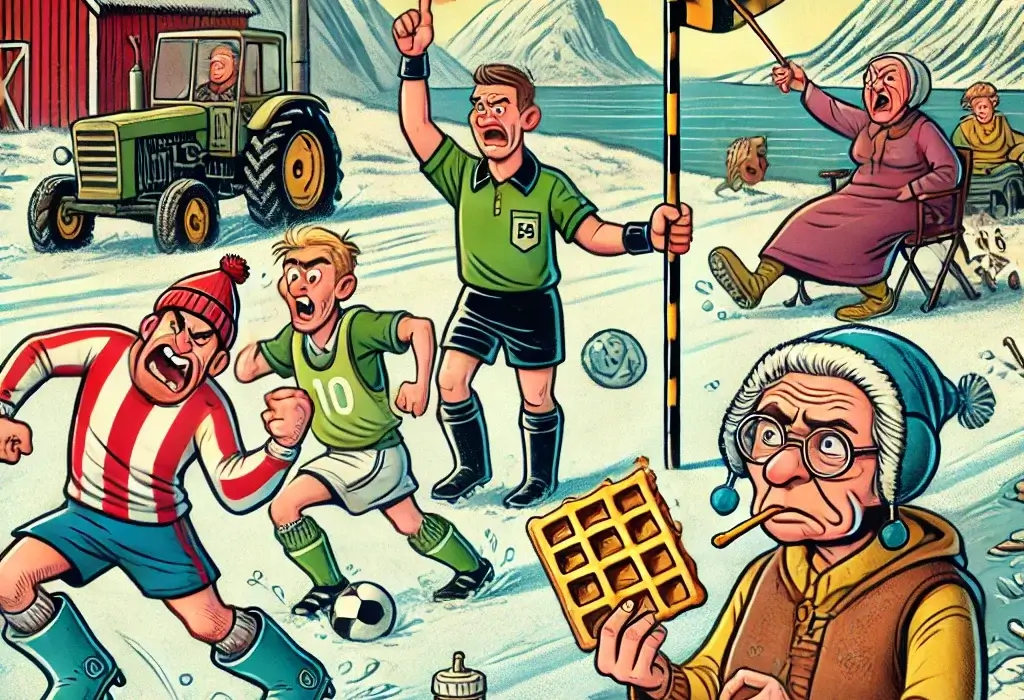 Nervetrøbbel, kneskjelv og ketchup i håret – dramaet under det 97. årlige Broddmyr-Vaffelsprinten! 5 Overdrevet lokalidrett i kamp med vaffelspising og dommer i gummistøvler