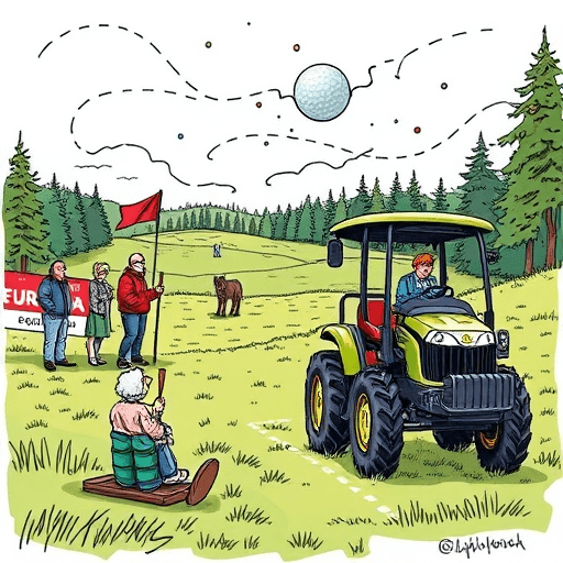Da alt gikk galt på golfbanen: Batteriet dødt og ballen rett i elva! 5 Overdrevet lokalidrett i kamp med vaffelspising og dommer i gummistøvler